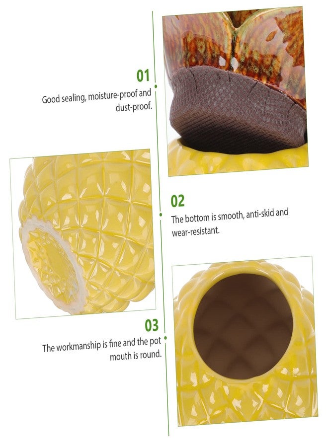 NAMOARLY Pineapple Tea Cookie Storage Jar Tea Jars for Loose Tea Mini Ceramic Canisters Snacks Jar Handmade Containers & Storage Containers with Lids Ceramics Ceramic Pot Seal Travel - Image 2